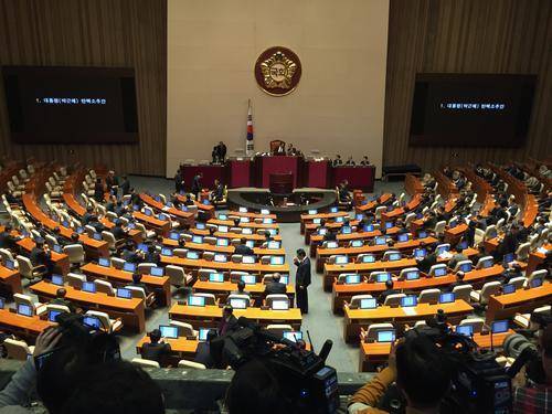 韩国国会出入口关闭事件，在野党辅佐团与警方对峙