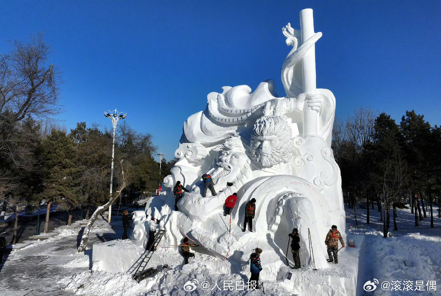 佳木斯黑悟空雪雕的苹果肌